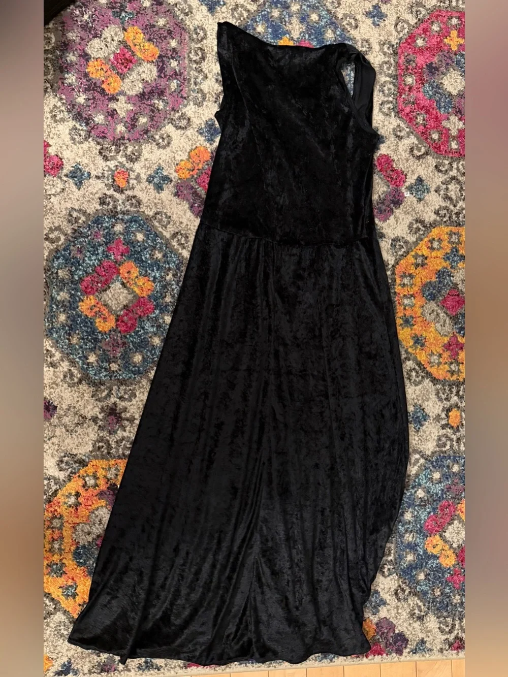 Renaissance Princess Velvet Panel Maxi Dress Black Purple Large Medieval Witchy